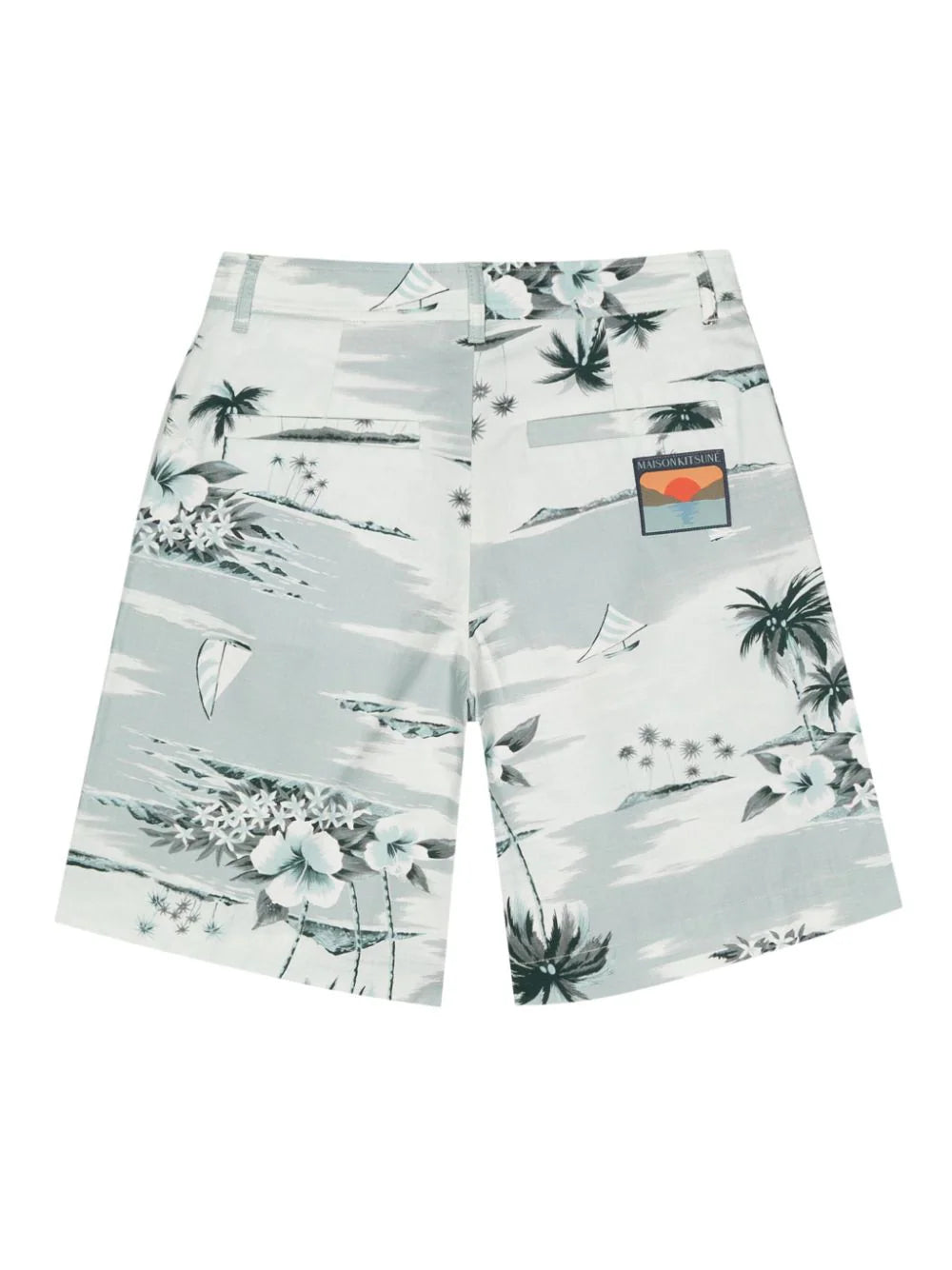 Hawaiian Landscape-Print Deck Shorts