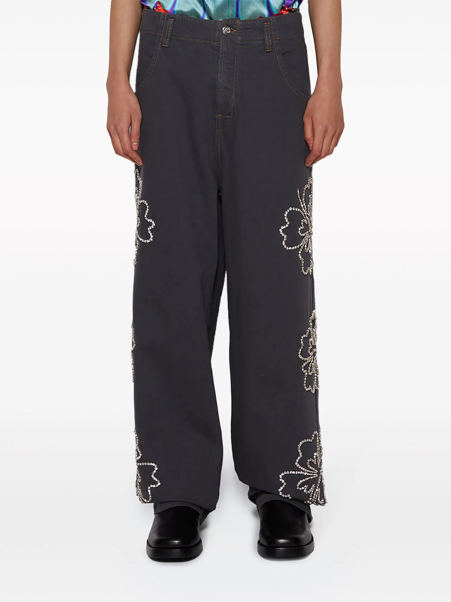 Hibiscus Embroidered Jeans