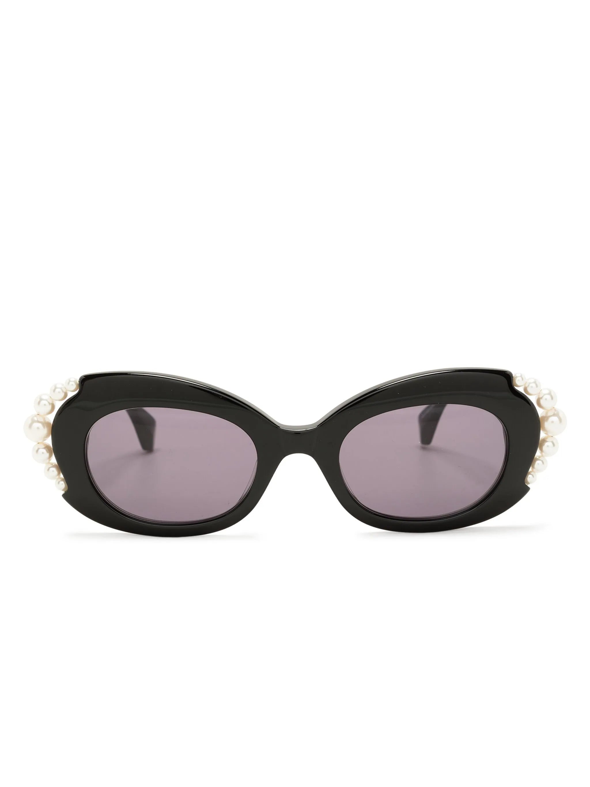 Pearl-Detailing Oval-Frame Sunglasses