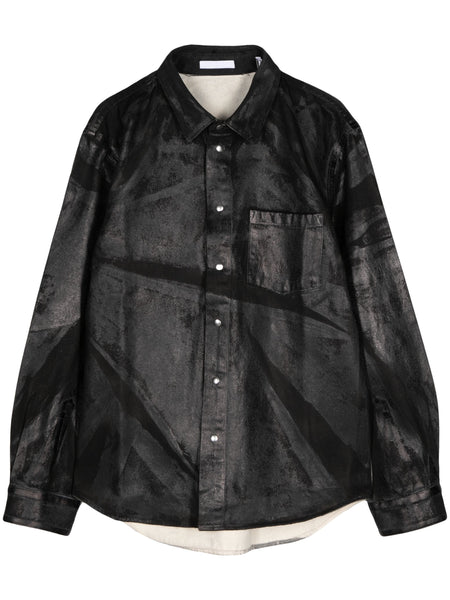 Foil-Print Denim Shirt Jacket