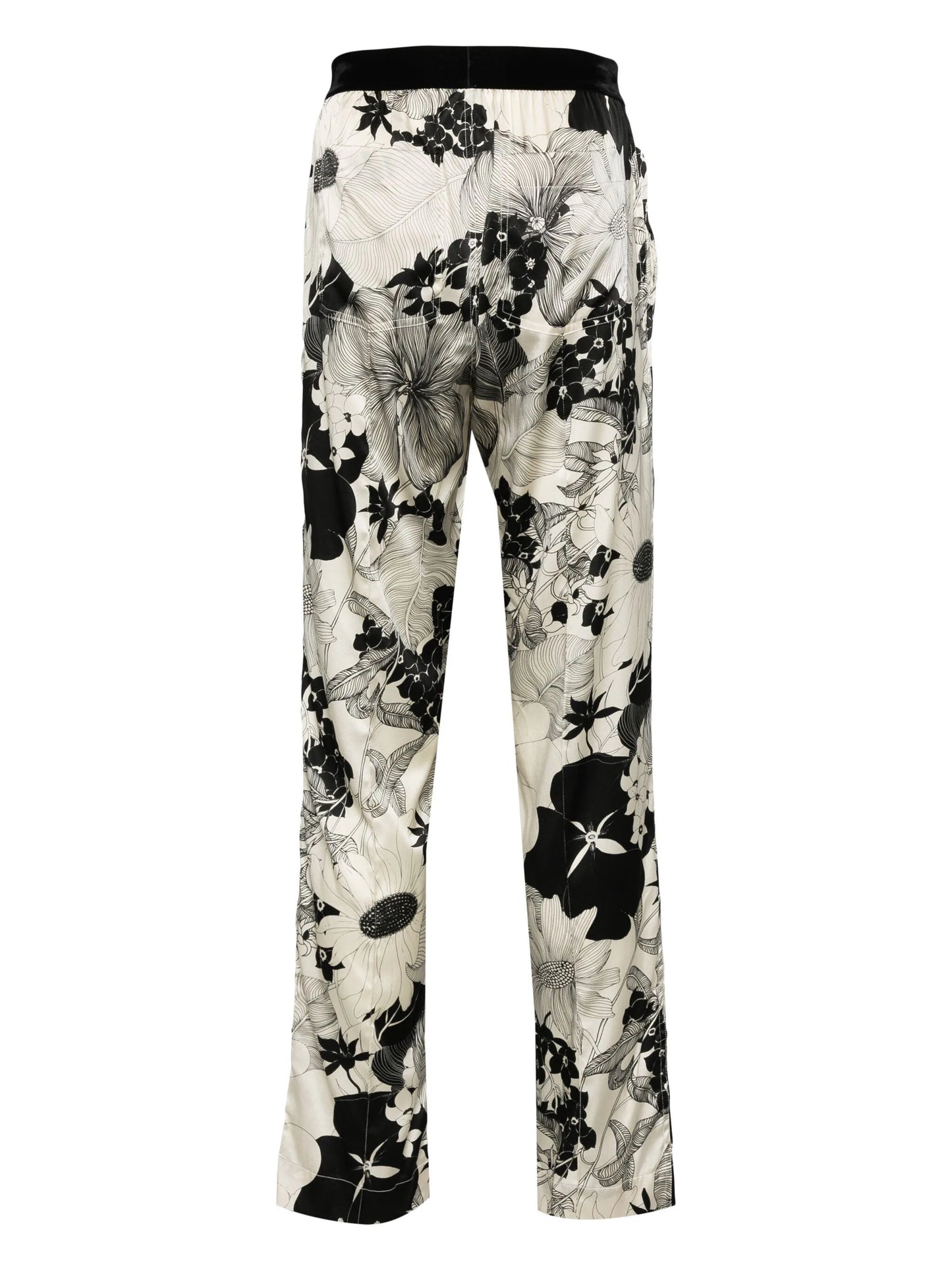 Botanical-Print Silk-Blend Pajama Pants