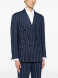 Stripe-Pattern Linen Blazer