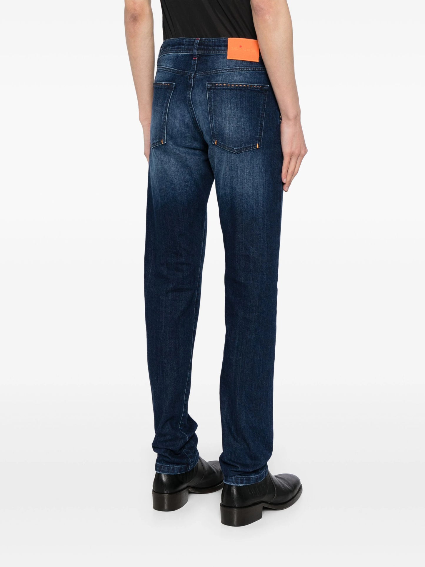 Logo-Embroidered Straight-Leg Jeans