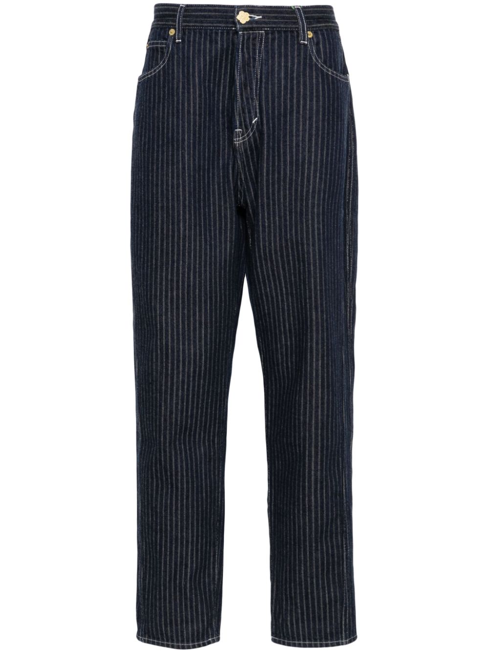 Tapered-Leg Pinstriped Jeans