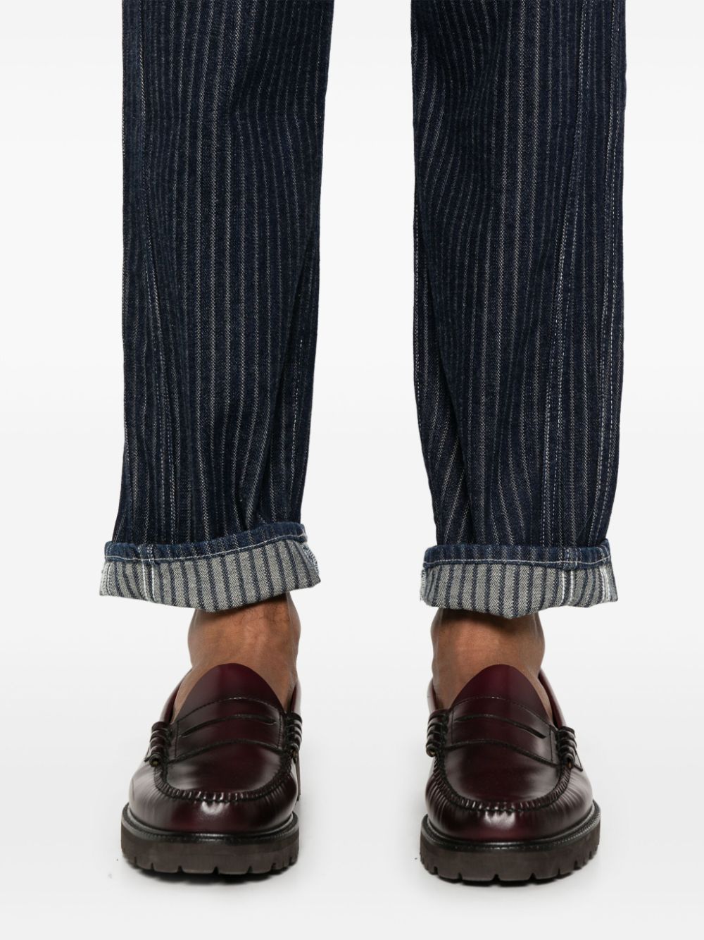 Tapered-Leg Pinstriped Jeans