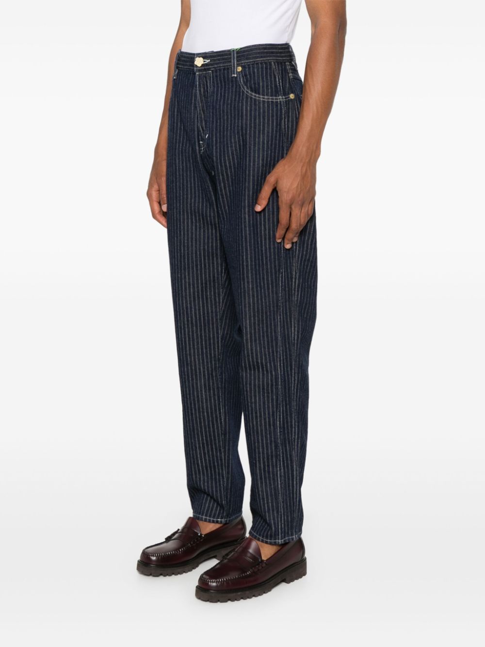 Tapered-Leg Pinstriped Jeans