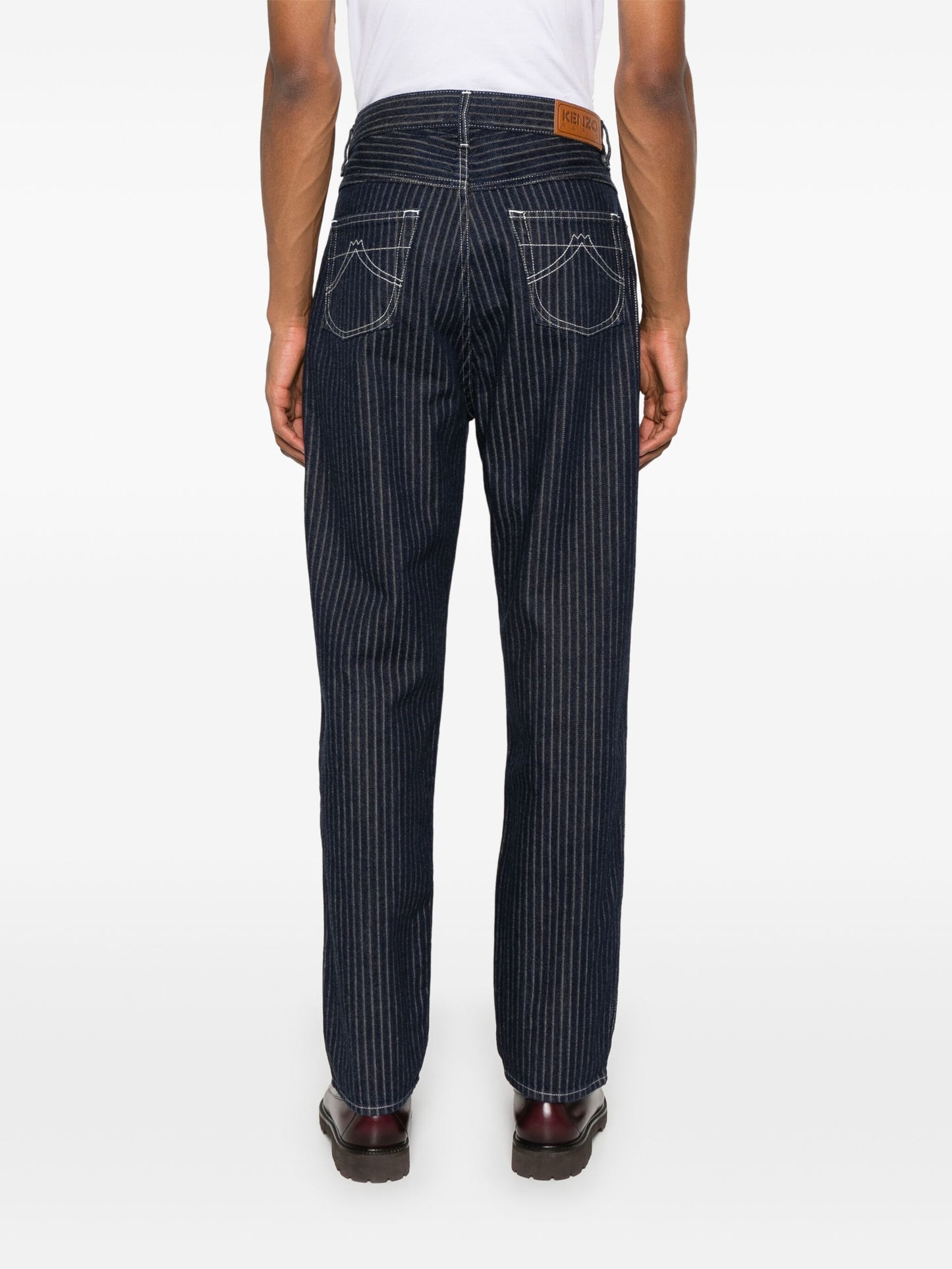 Tapered-Leg Pinstriped Jeans