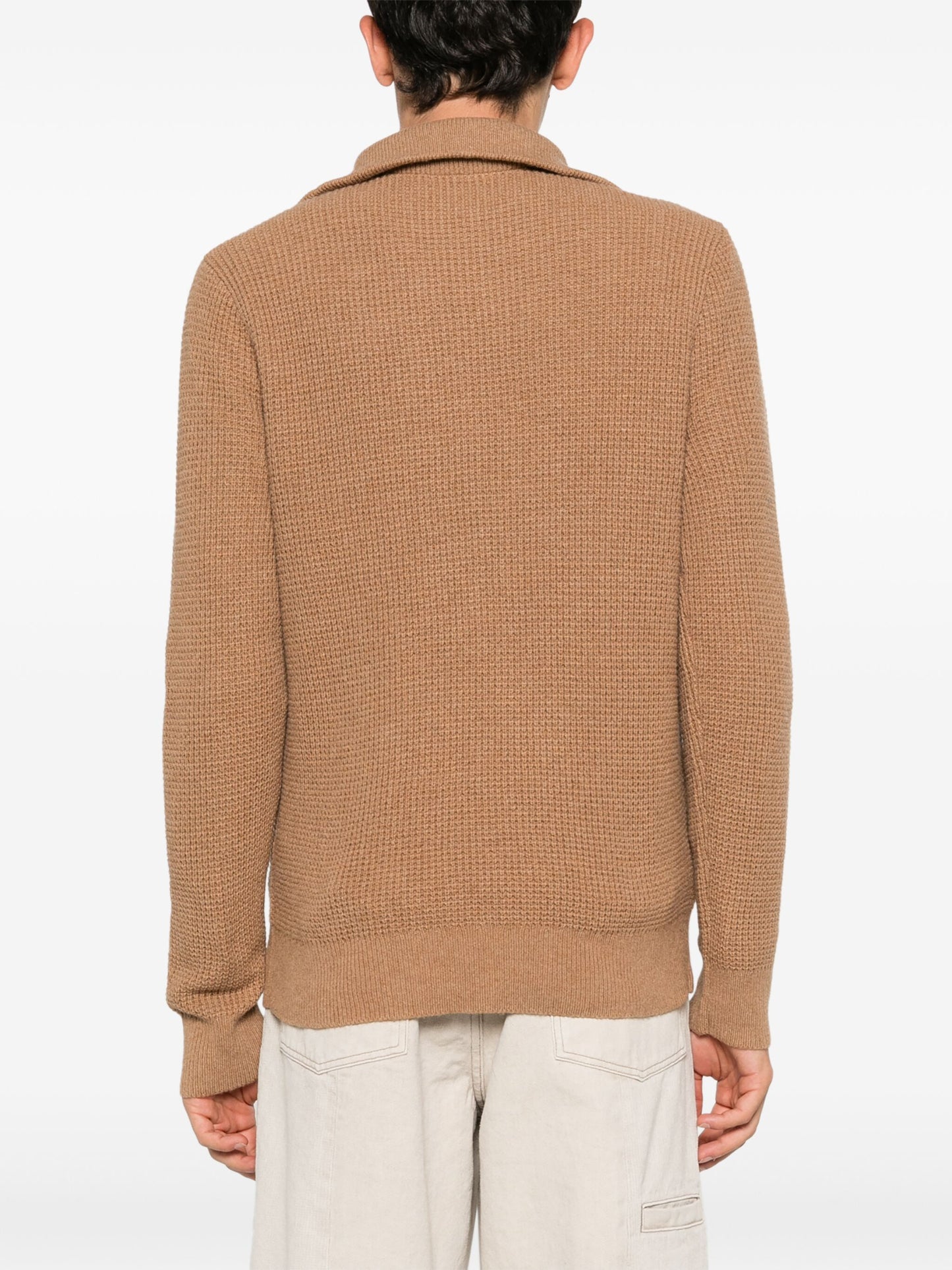 Waffle Knit Zip-Up Jumper