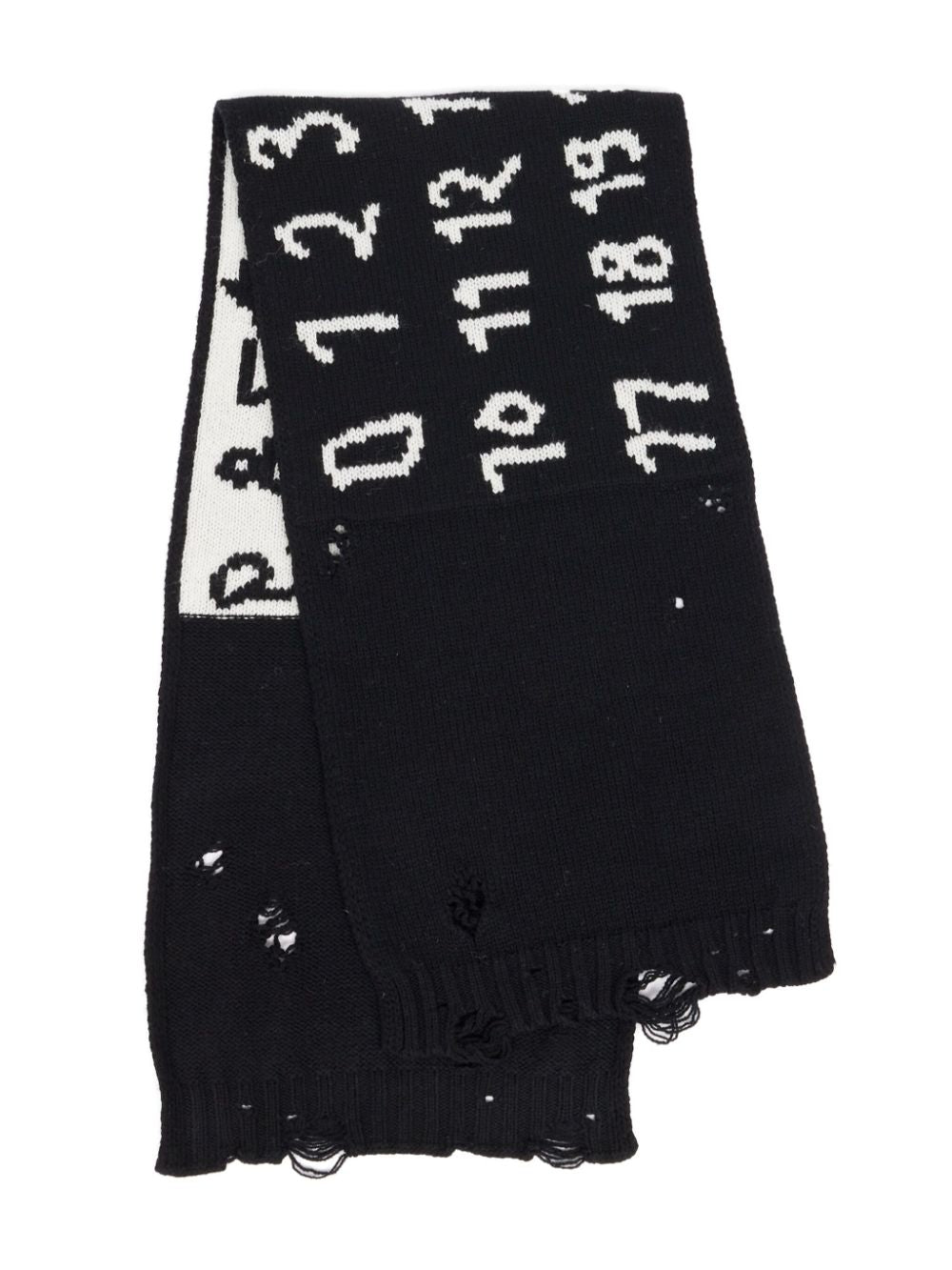 Numbers-Motif Virgin Wool Scarf