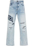 Varsity Logo Repair Mid-Rise Straight-Leg Jeans