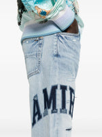 Varsity Logo Repair Mid-Rise Straight-Leg Jeans