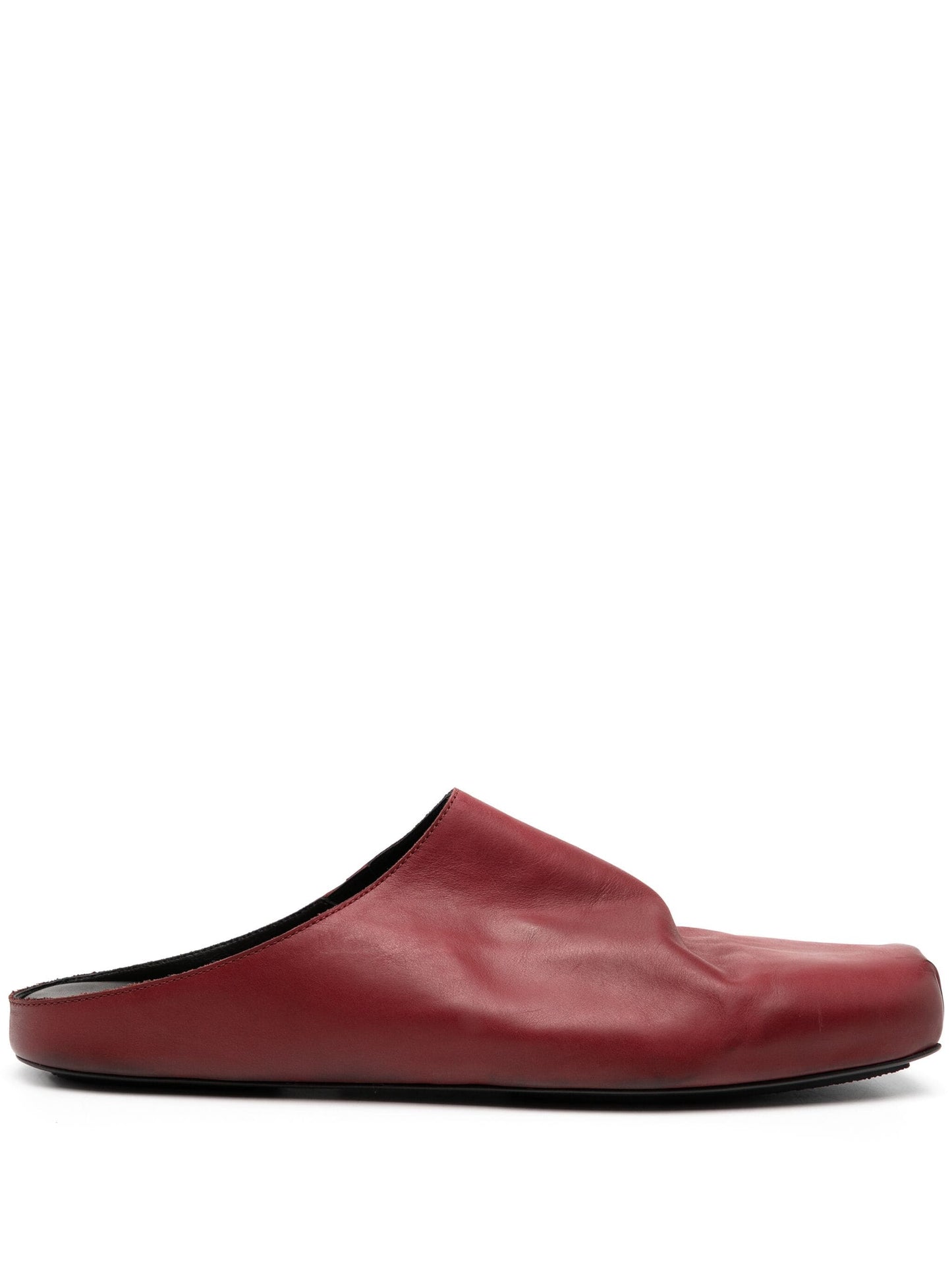 Square-Toe Leather Slippers