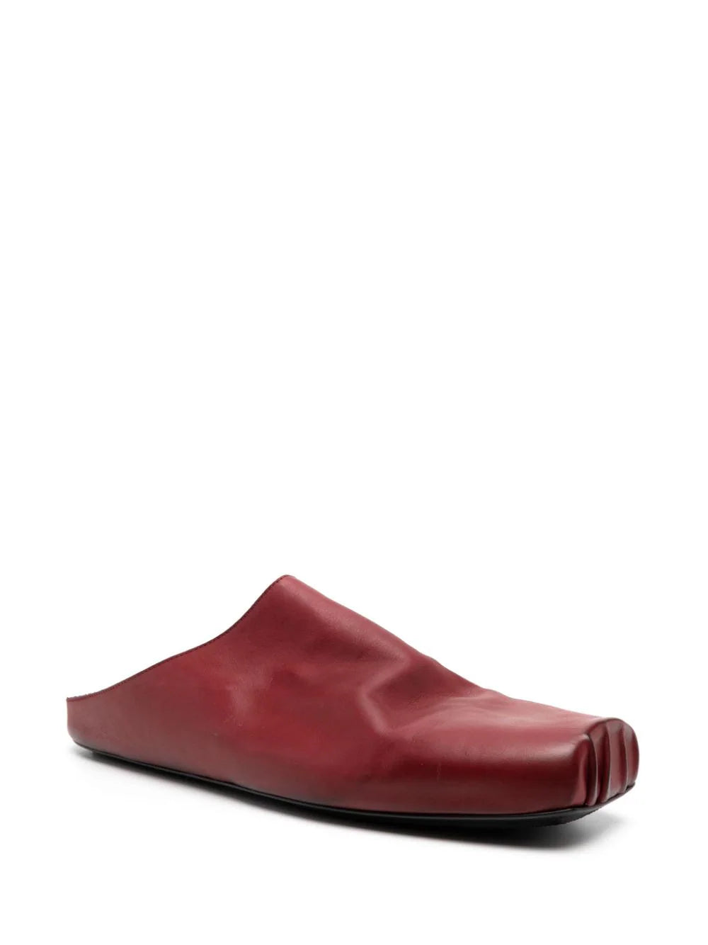 Square-Toe Leather Slippers