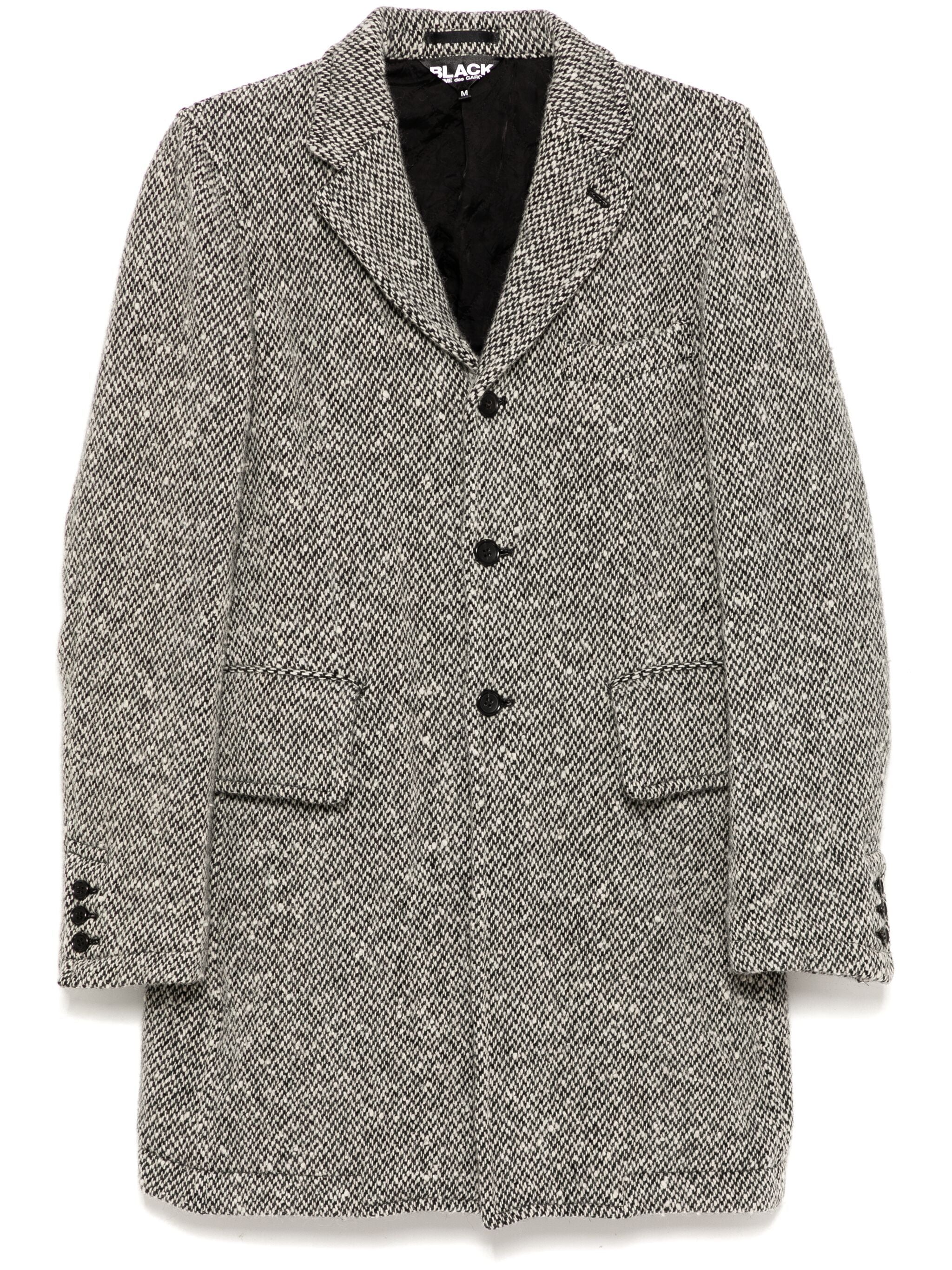 Herringbone Tweed Single-Breasted Coat