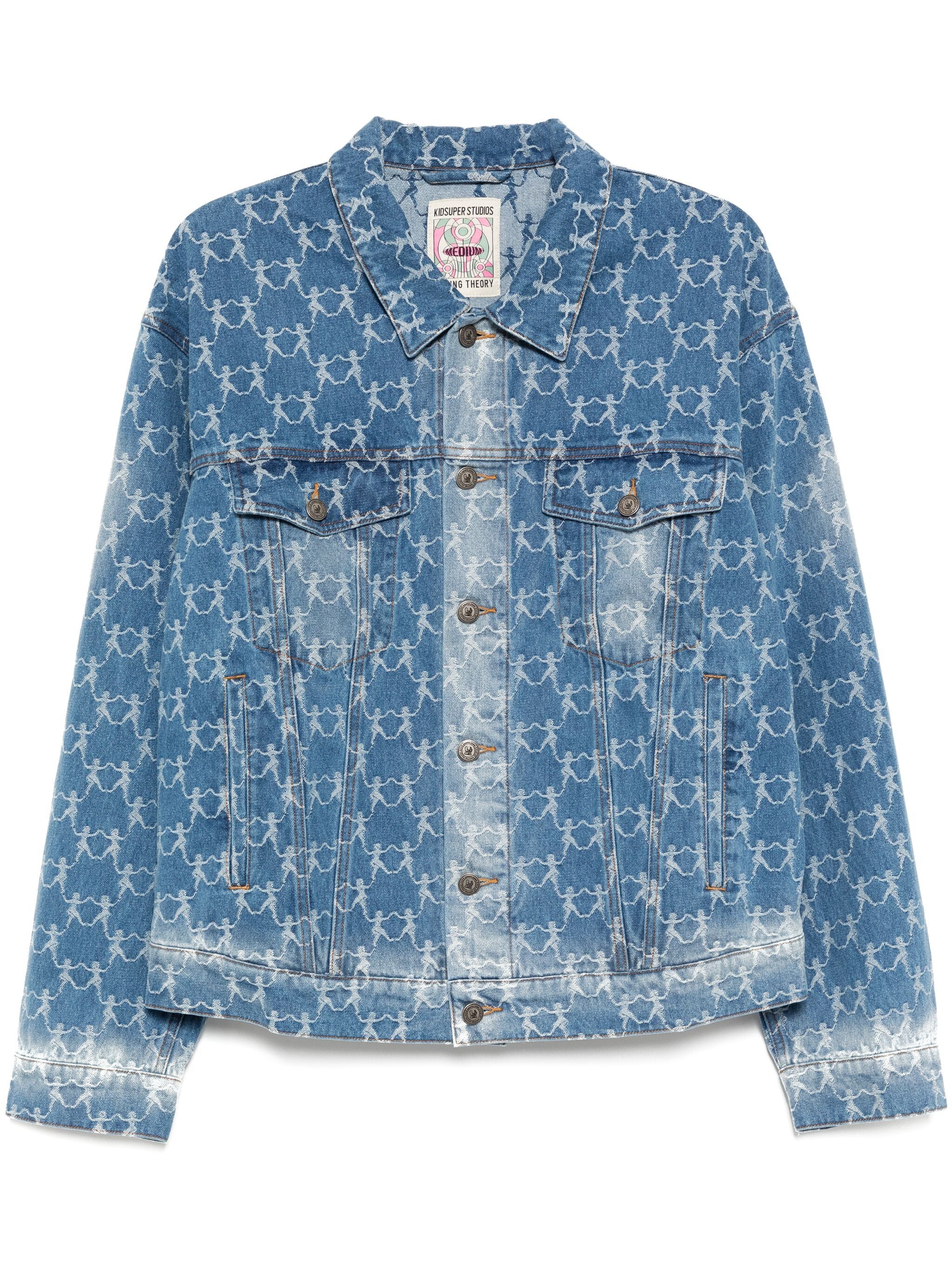 Jacquard-Pattern Denim Jacket