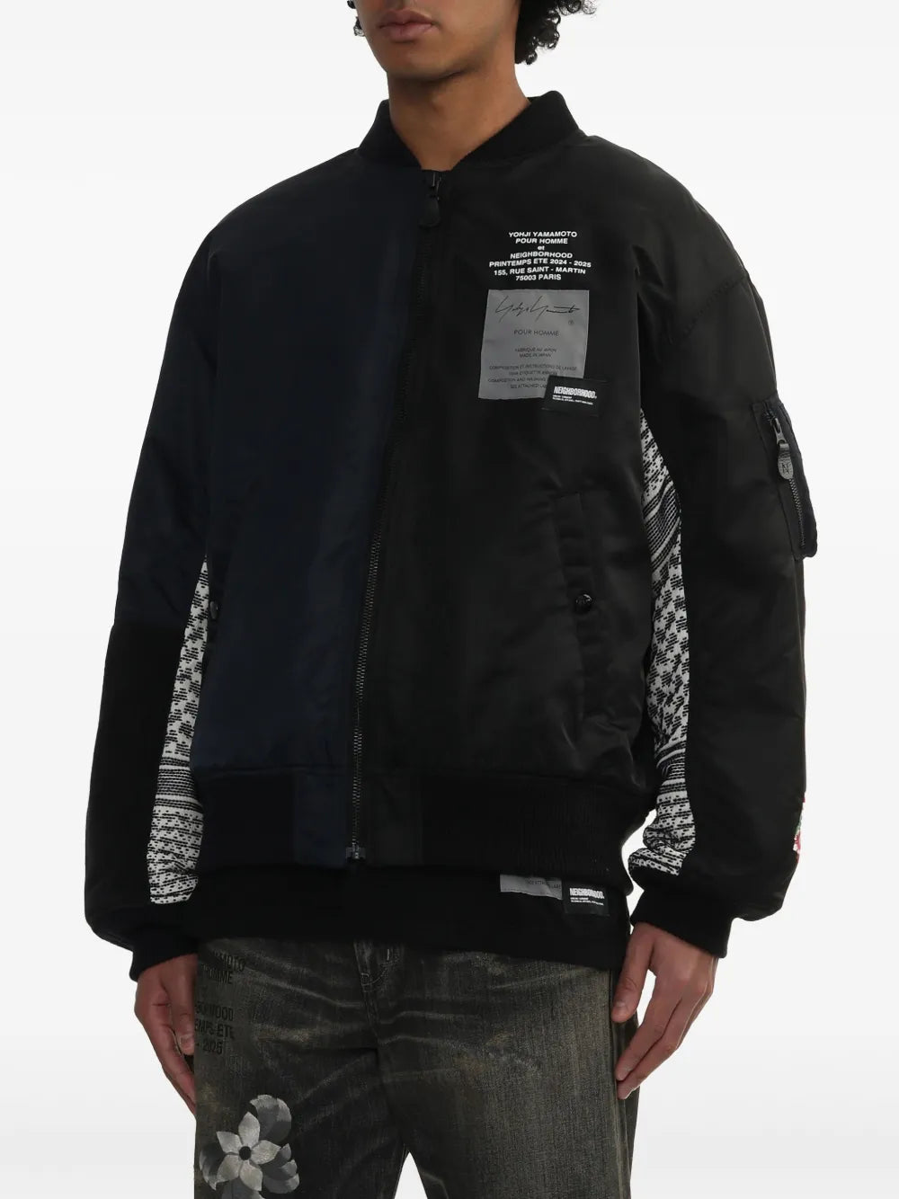 X Neighborhood Contrast-Sleeve Bomber Jacket