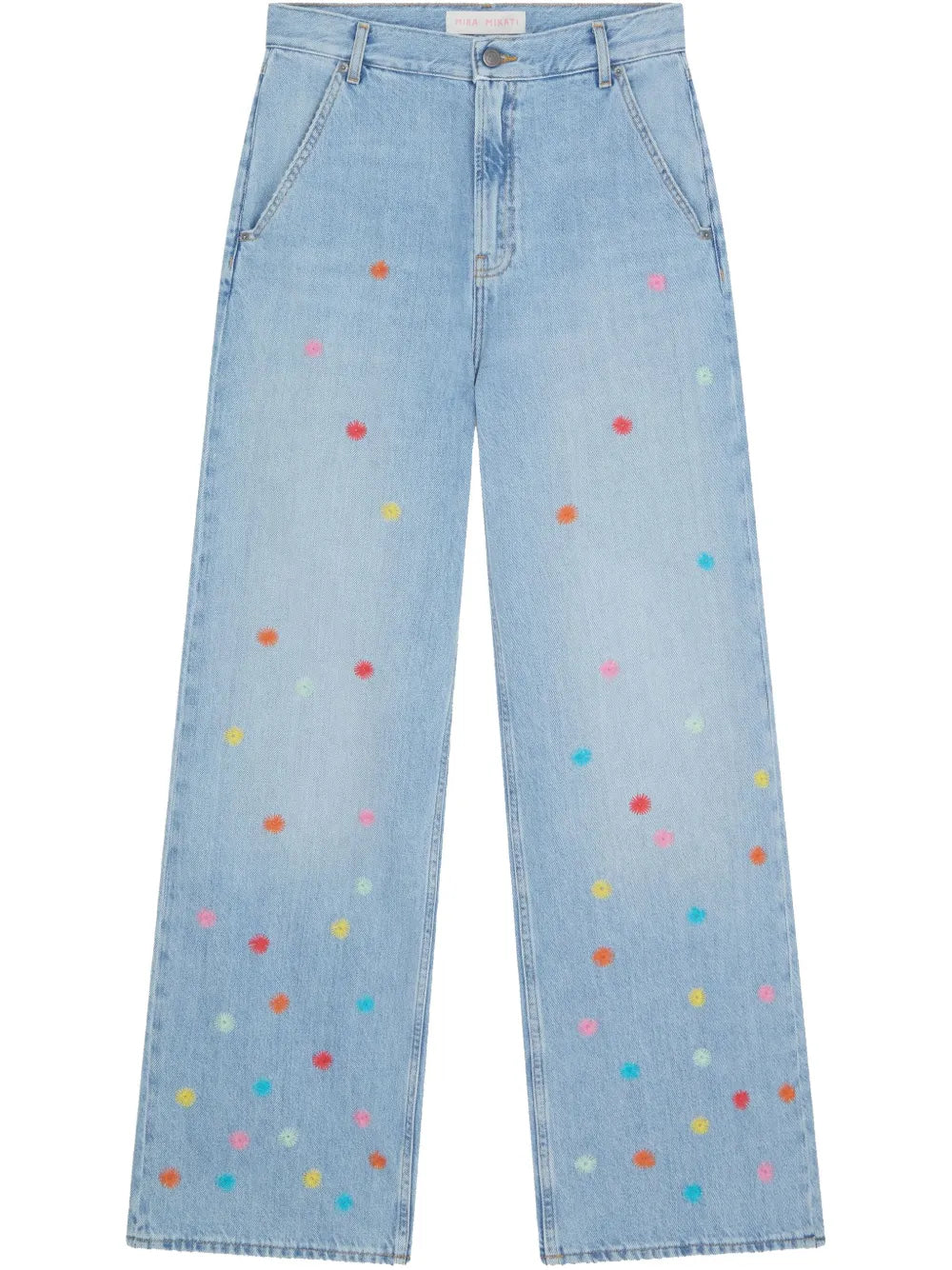 Floral-Embroidered Jeans