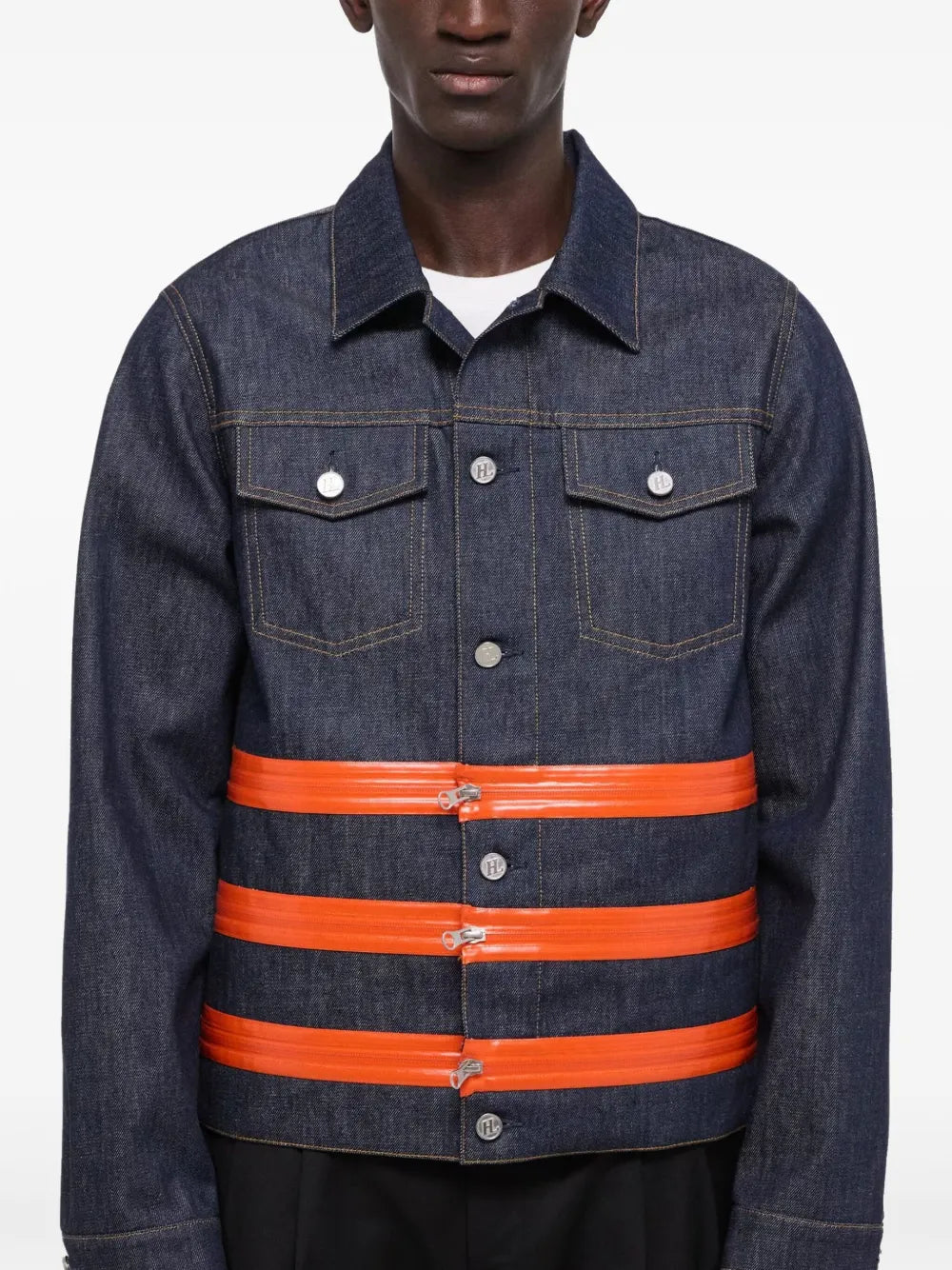 Zip-Detail Denim Trucker Jacket