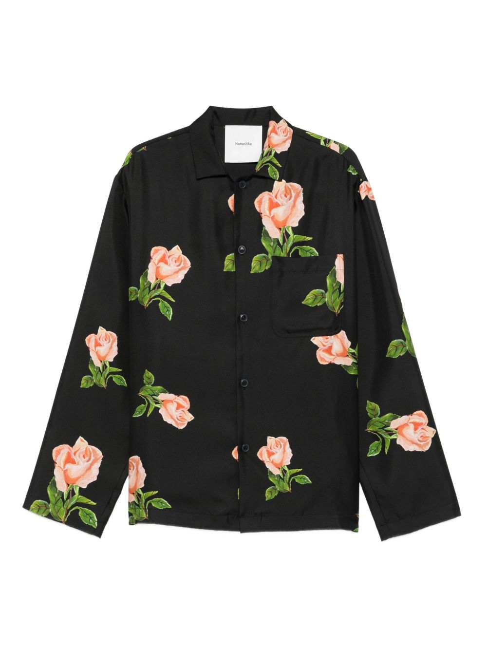 rose-print chest-pocket shirt