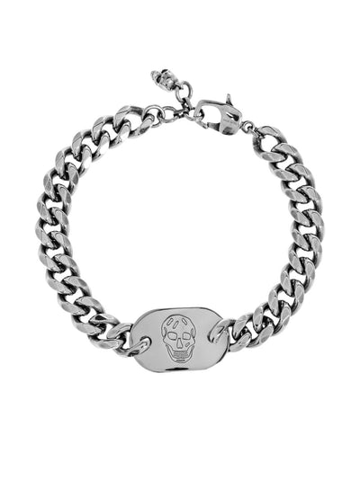 Skull-Plaque Curb-Chain Bracelet