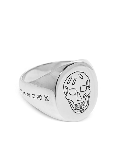 Skull-Embossed Signet Ring