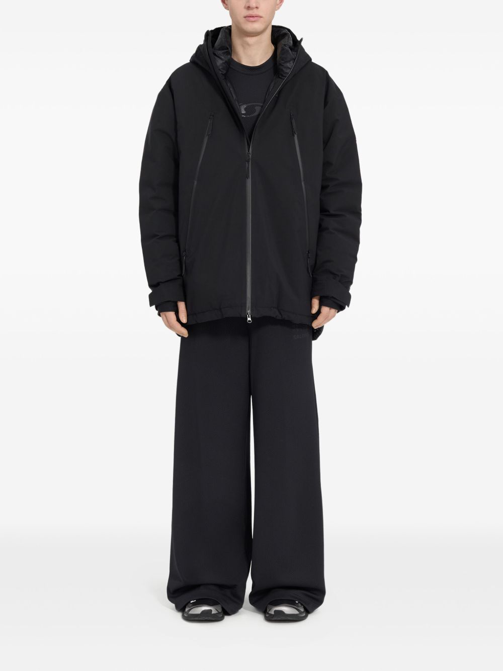 hooded zip-front jacket