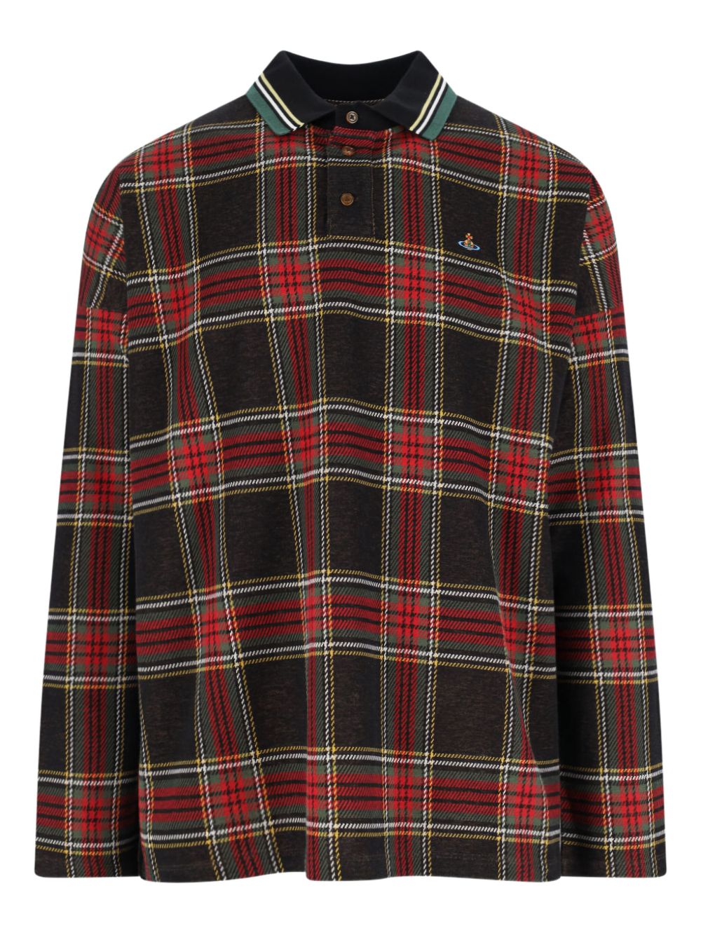 tartan-plaid polo shirt