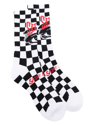 Checkerboard-Intarsia Socks