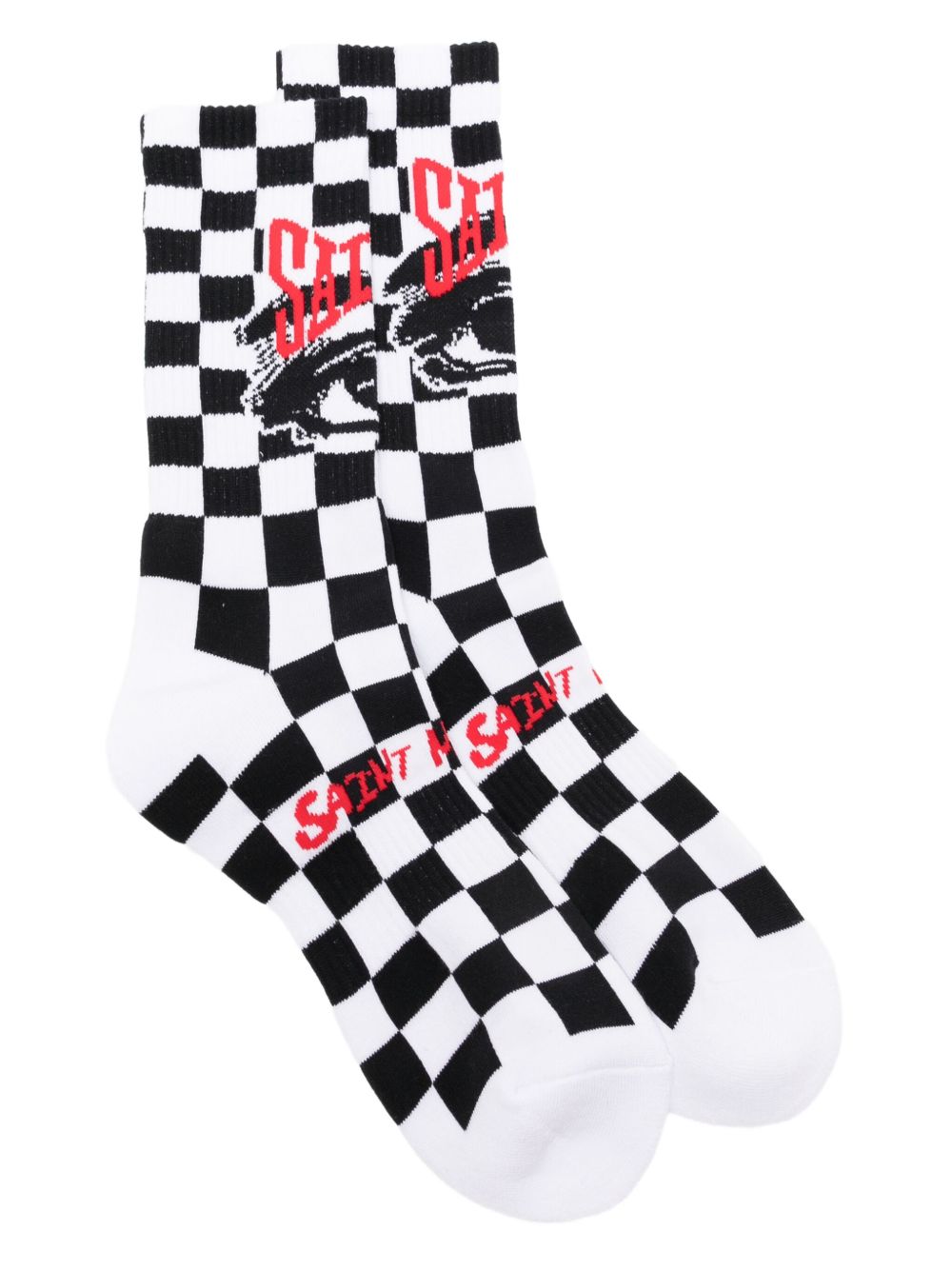 checkerboard-intarsia socks