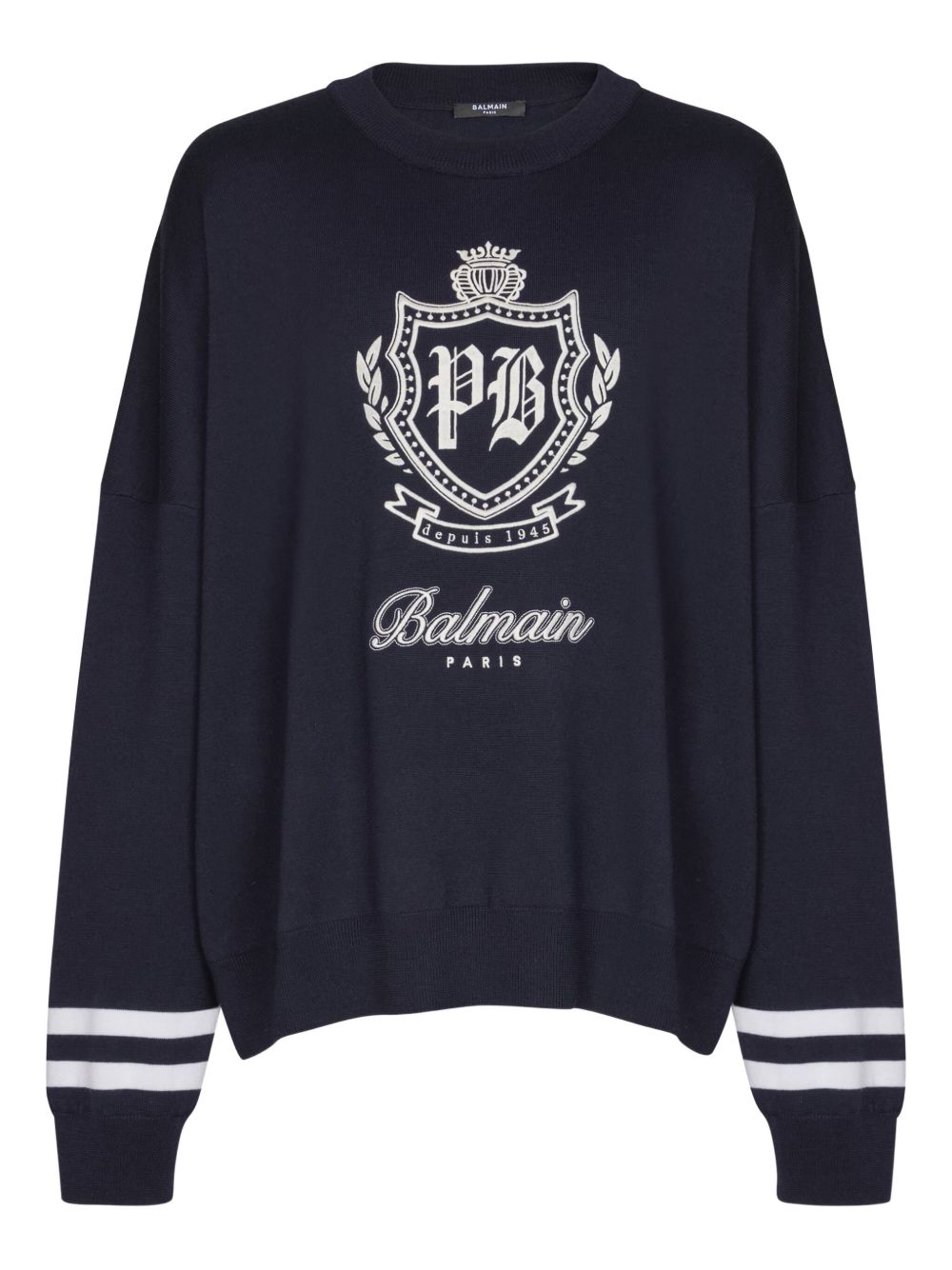 emblem striped sweater