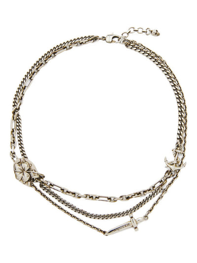 Chain-Link Flower Dagger Necklace