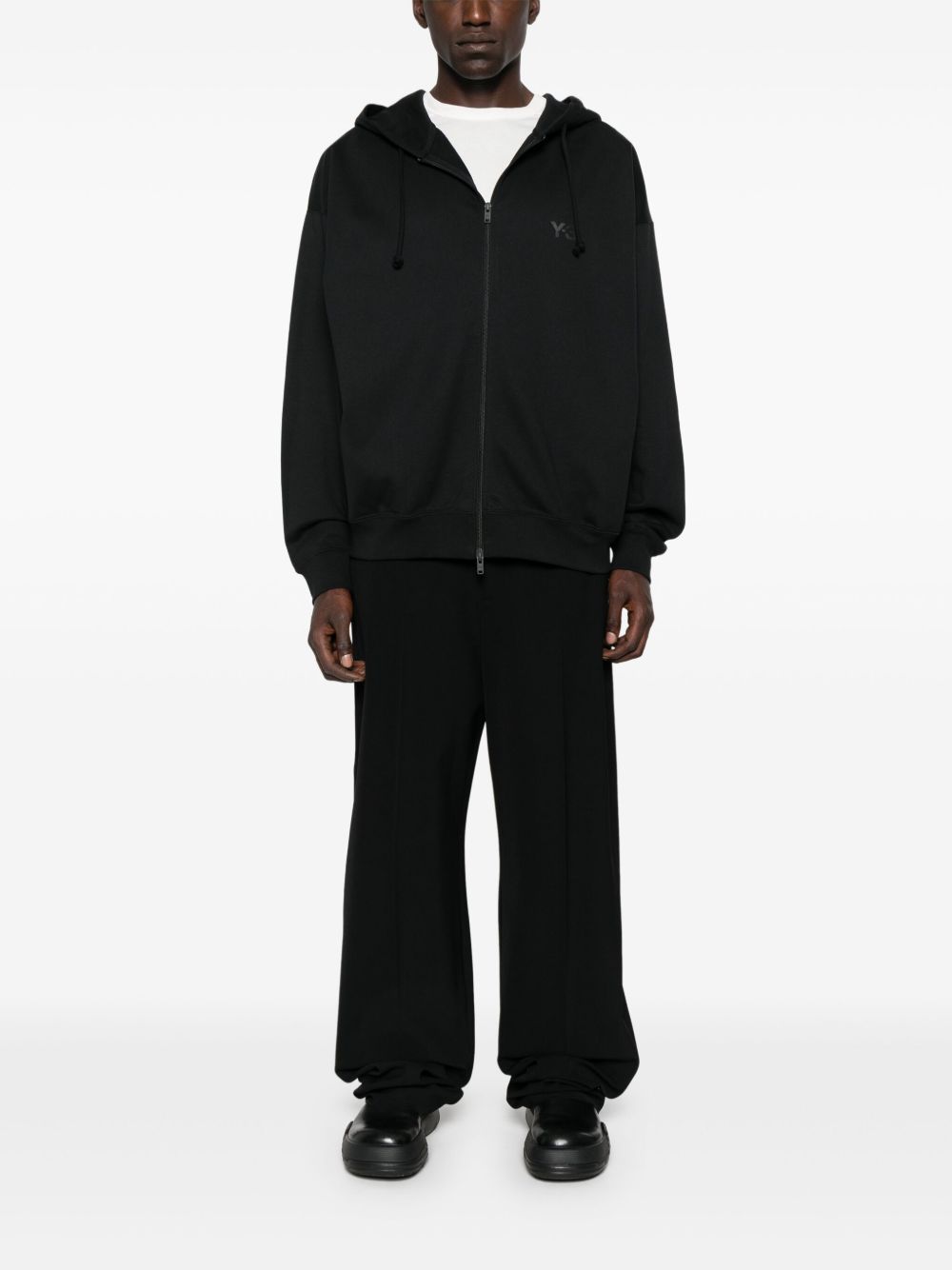 zip-up logo-detail hoodie