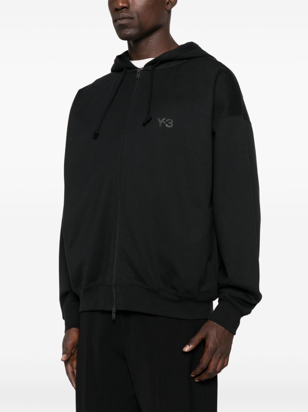 zip-up logo-detail hoodie