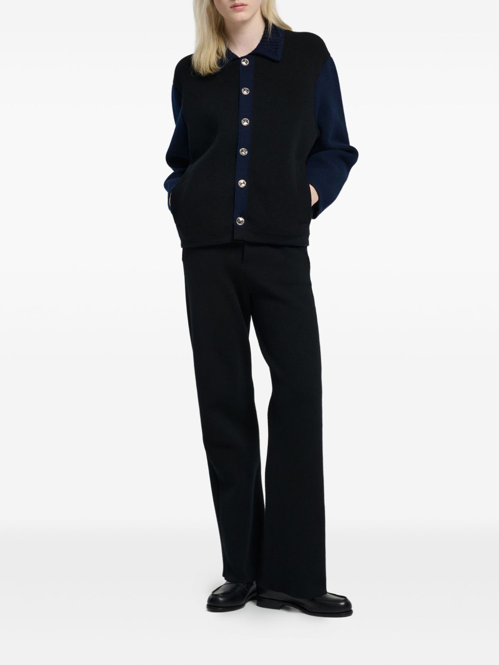 colour-block button cardigan