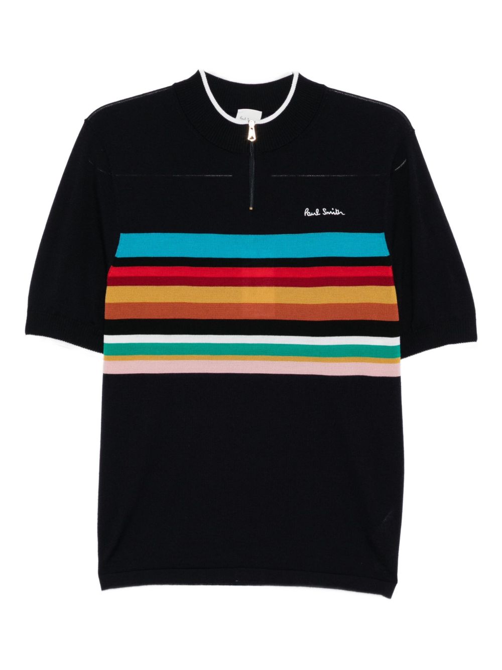 logo-embroidered striped top