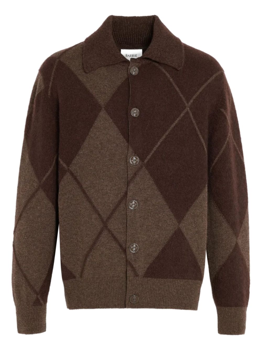 argyle-pattern button cardigan