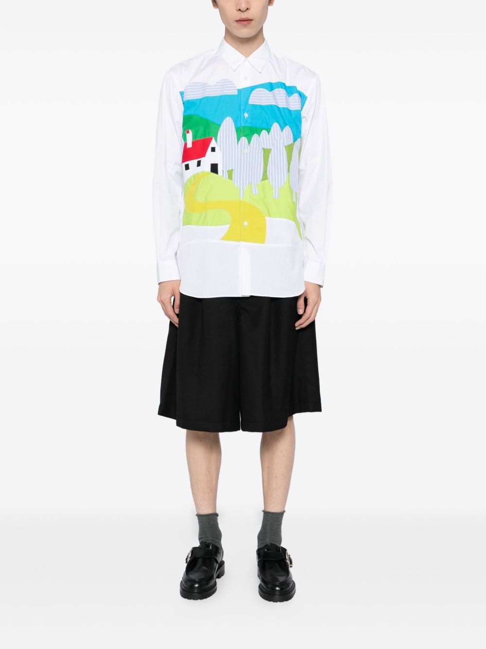graphic-appliqué shirt