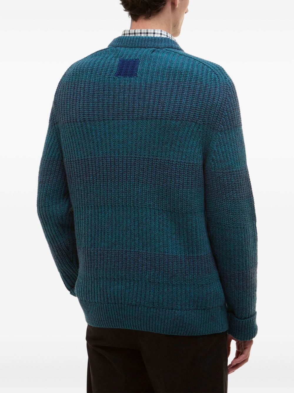 striped ribbed-knit sweater