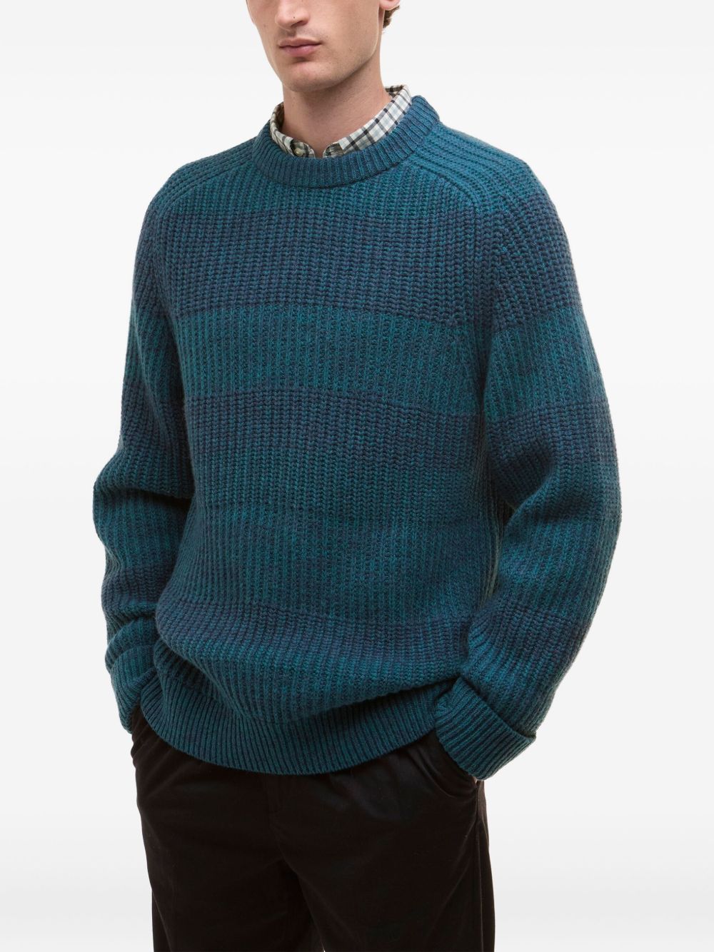 striped ribbed-knit sweater