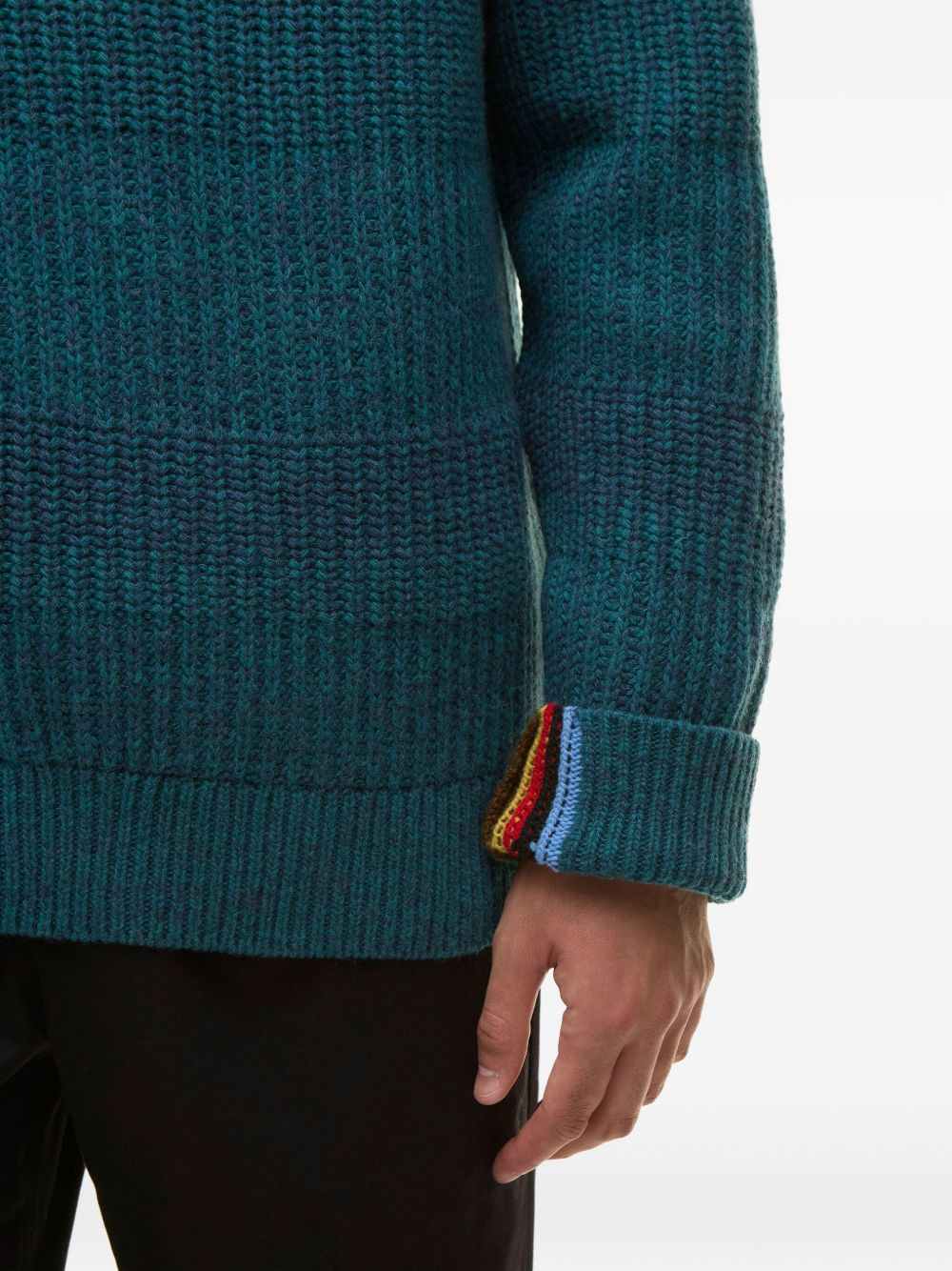striped ribbed-knit sweater