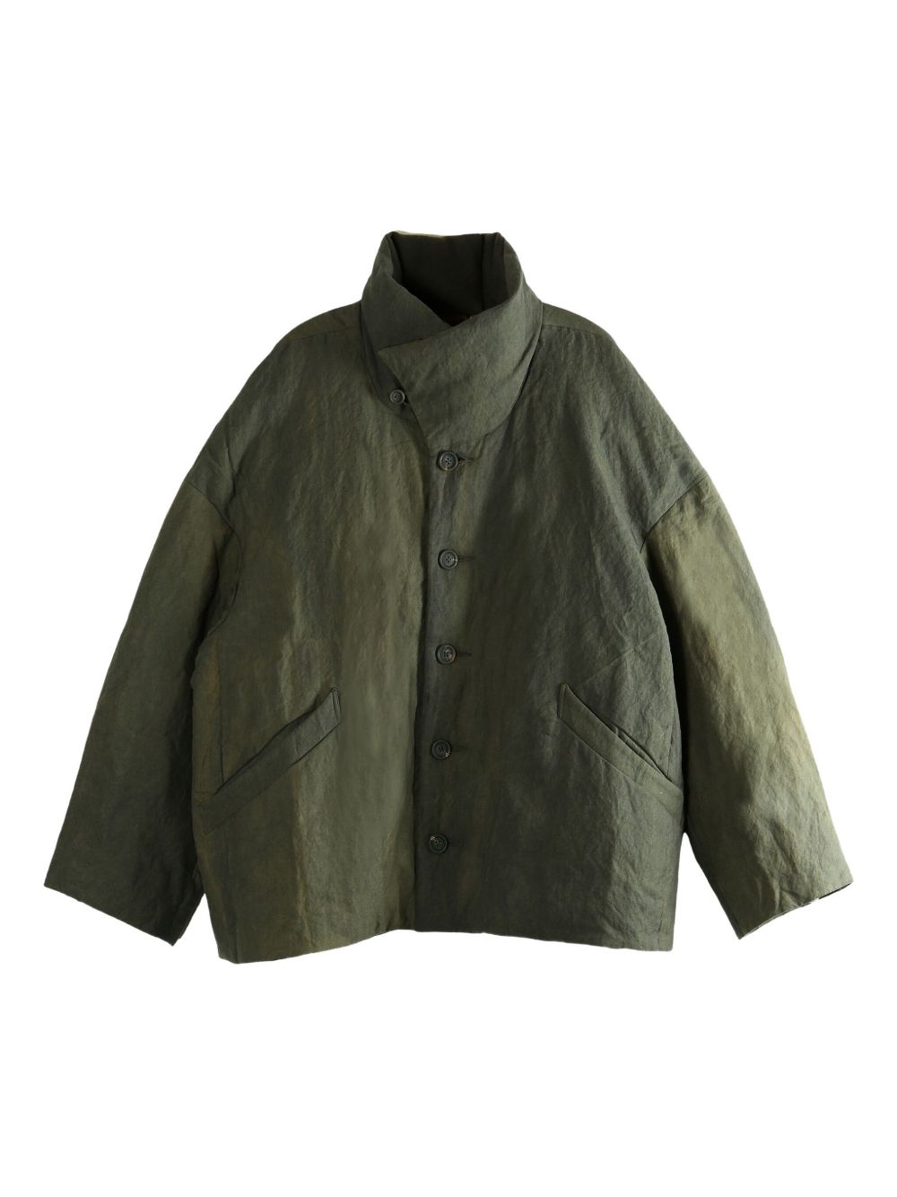 buttoned funnel-neck jacket