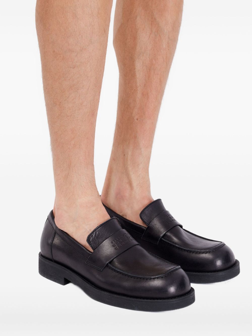 debossed-logo loafers
