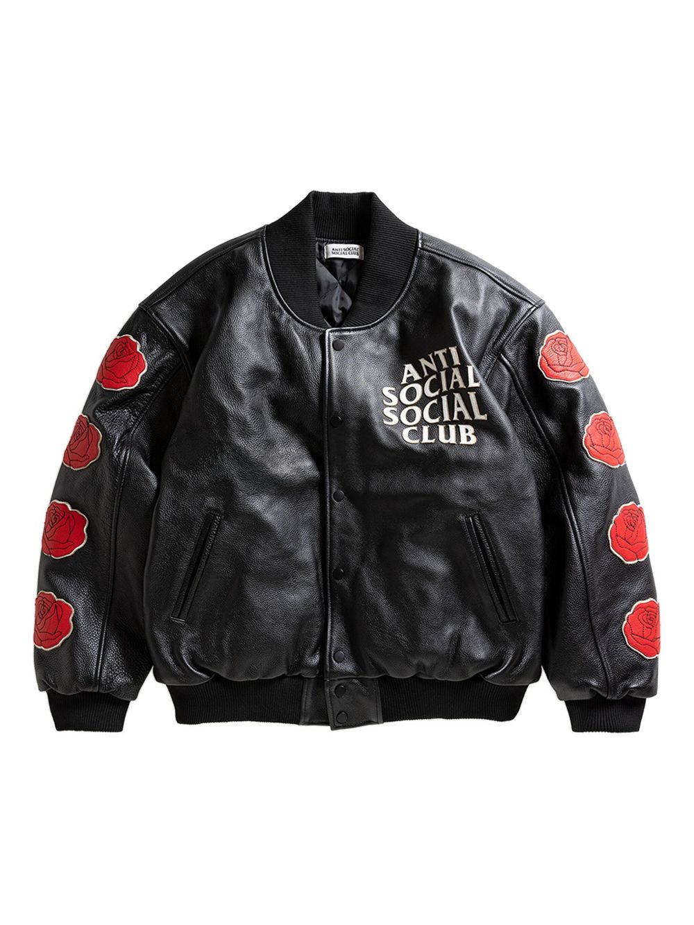 logo-detail leather jacket
