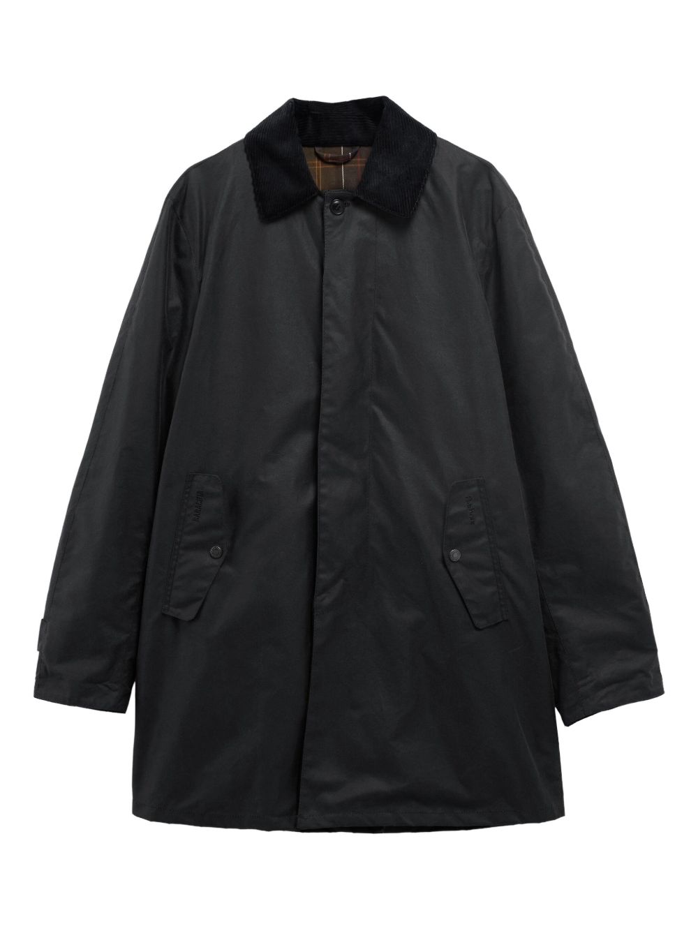 corduroy-collar cotton single-breasted coat
