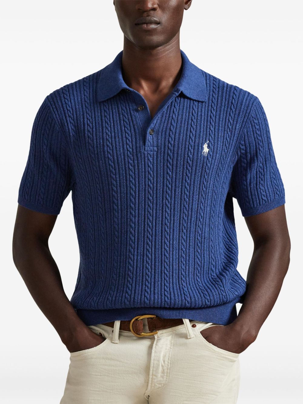 cable-knit polo shirt
