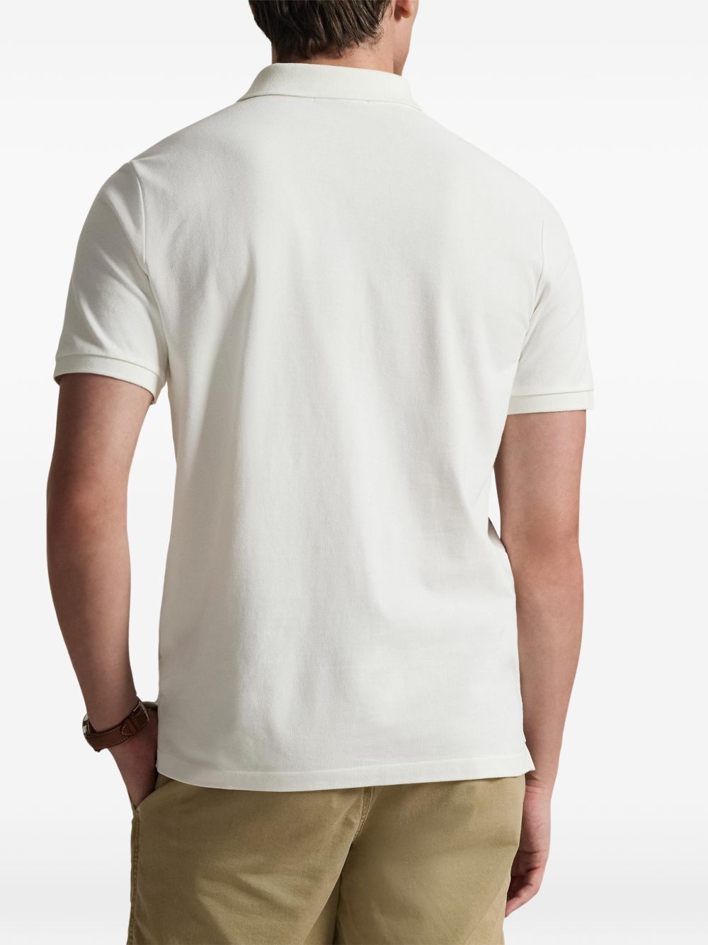 equestrian print mesh polo shirt