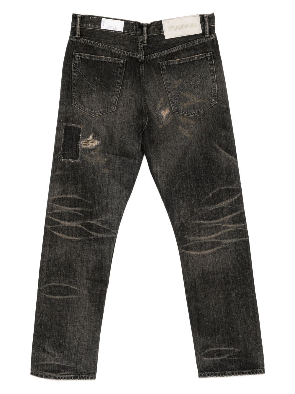 distressed patch trousers