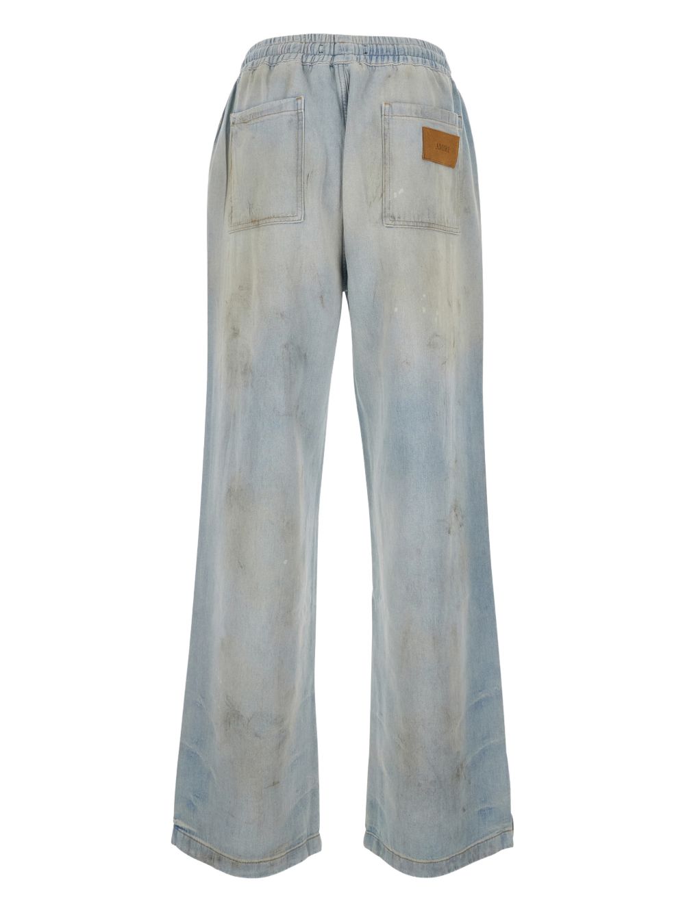 drawstring appliqué wide-leg jeans