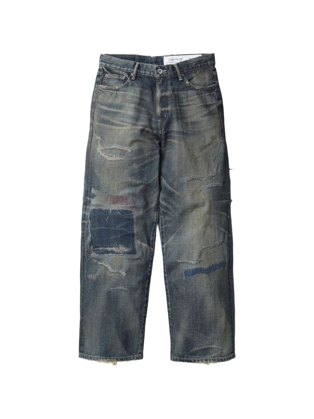 patchwork cotton jeans
