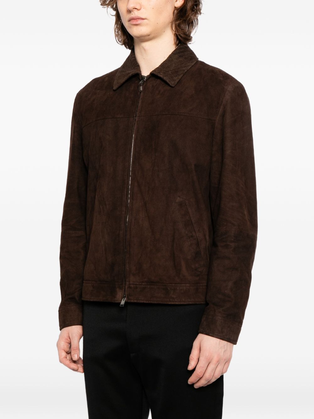 zip suede jacket